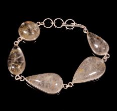 Golden Rutile stone bracelet for women, Brass silver plated bracelet for women, handmade jewelry